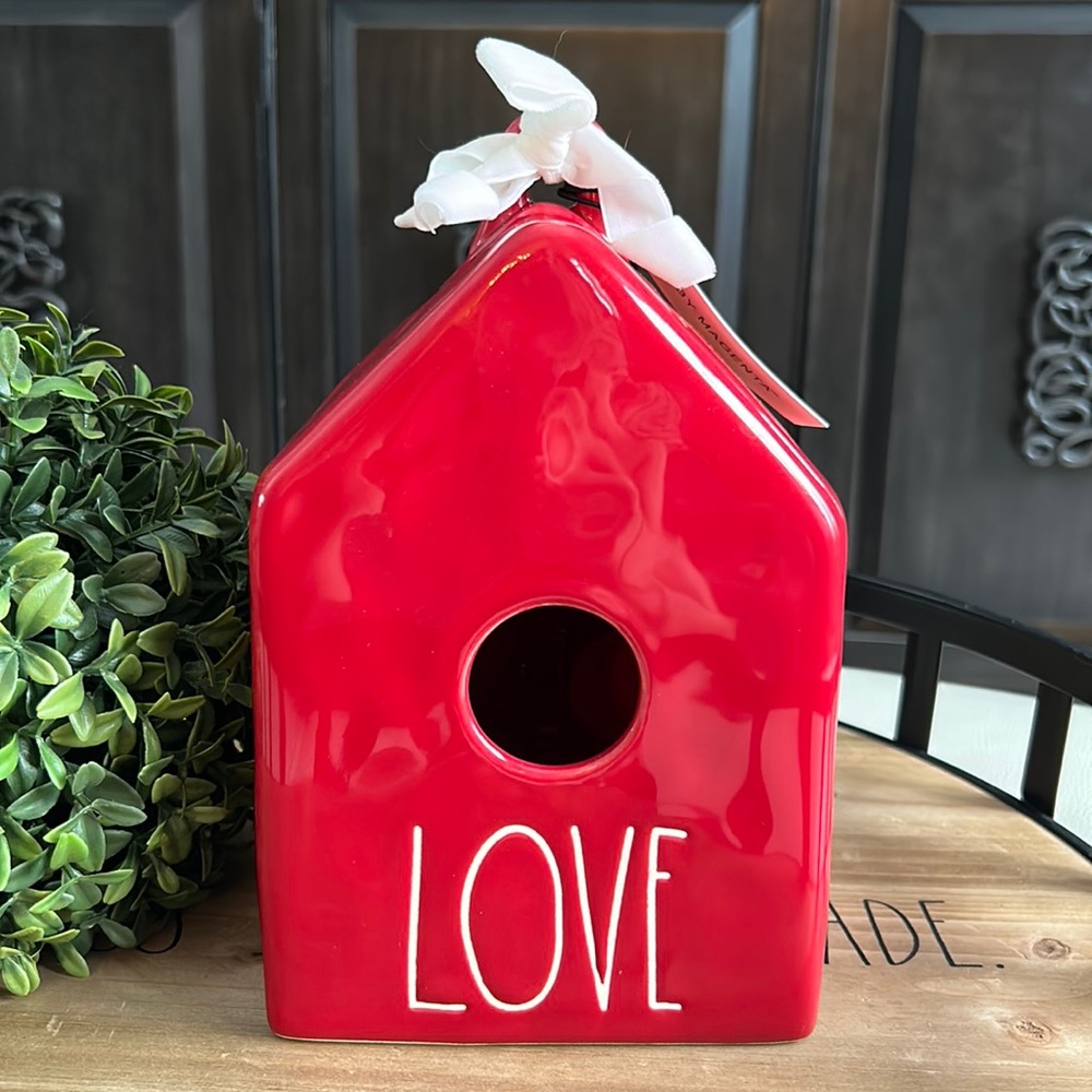 Rae Dunn Square Red LOVE Birdhouse